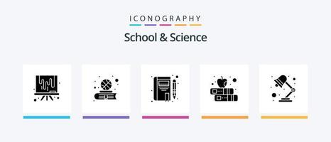 School And Science Glyph 5 Icon Pack Including light. apple. book. study. book. Creative Icons Design vector