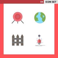 4 User Interface Flat Icon Pack of modern Signs and Symbols of archery interior earth barricade insect Editable Vector Design Elements