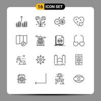 Universal Icon Symbols Group of 16 Modern Outlines of synchronize map investment time small like Editable Vector Design Elements