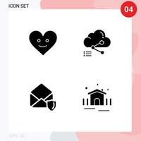 Universal Icon Symbols Group of Modern Solid Glyphs of love mail share computing security Editable Vector Design Elements