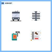 Set of 4 Modern UI Icons Symbols Signs for bus court chest law hammer Editable Vector Design Elements