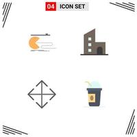 4 Universal Flat Icons Set for Web and Mobile Applications character property gaming building move Editable Vector Design Elements