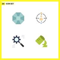 Pack of 4 Modern Flat Icons Signs and Symbols for Web Print Media such as diamond data ambient experiance process Editable Vector Design Elements