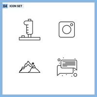 Mobile Interface Line Set of 4 Pictograms of controller landscape joystick photo nature Editable Vector Design Elements