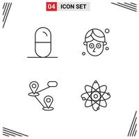 4 User Interface Line Pack of modern Signs and Symbols of dope map tablets mask nuclear Editable Vector Design Elements