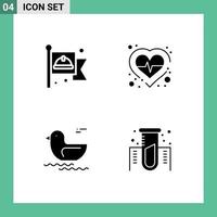 User Interface Pack of 4 Basic Solid Glyphs of communist river labour pulse chemistry Editable Vector Design Elements