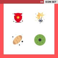 User Interface Pack of 4 Basic Flat Icons of security bread trust stare drink Editable Vector Design Elements