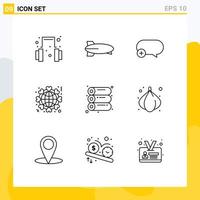 Modern Set of 9 Outlines Pictograph of offset world comment love heart Editable Vector Design Elements