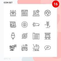 Universal Icon Symbols Group of 16 Modern Outlines of maple canada website autumn development Editable Vector Design Elements