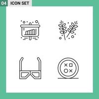 Editable Vector Line Pack of 4 Simple Filledline Flat Colors of business glasses sales garden tv Editable Vector Design Elements