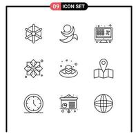 Modern Set of 9 Outlines and symbols such as muslim design business pattern money Editable Vector Design Elements