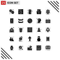 Set of 25 Modern UI Icons Symbols Signs for folder document coke data water Editable Vector Design Elements