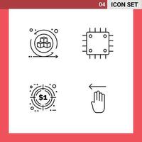 conjunto de 4 colores planos de línea de relleno de vector en cuadrícula para promoción de dispositivos virtuales de descuento ambiental elementos de diseño de vector editables