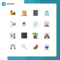 Set of 16 Modern UI Icons Symbols Signs for building hosting appartment construction server Editable Pack of Creative Vector Design Elements