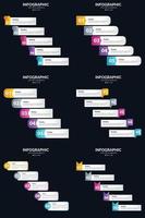 Vector 6 Infographics Pack Presentation slide template 5 Steps cycle diagrams and timelines