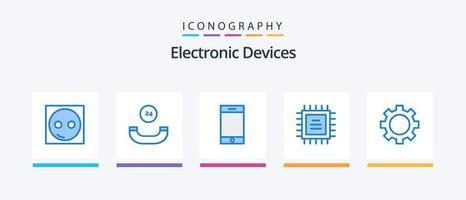 Devices Blue 5 Icon Pack Including technology. gadget. device. devices. chipset. Creative Icons Design vector