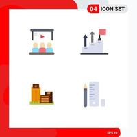 4 Universal Flat Icons Set for Web and Mobile Applications presentation mission team business estate Editable Vector Design Elements
