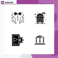 Universal Icon Symbols Group of 4 Modern Solid Glyphs of bow mobile suit life setting Editable Vector Design Elements