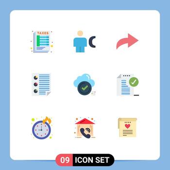 9 Universal Flat Colors Set for Web and Mobile Applications tick report info page document Editable Vector Design Elements
