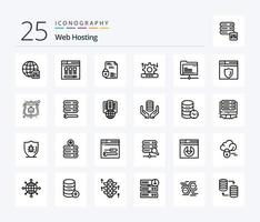 Web Hosting 25 Line icon pack including system . internet . security vector