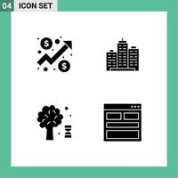 4 Universal Solid Glyph Signs Symbols of analysis property graph business knowledge Editable Vector Design Elements