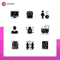 9 Creative Icons Modern Signs and Symbols of man account welder person efficiency Editable Vector Design Elements