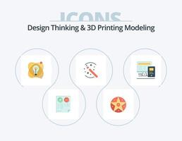 Design Thinking And D Printing Modeling Flat Icon Pack 5 Icon Design. computer. magic. star. solution. bulb vector