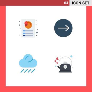 User Interface Pack of 4 Basic Flat Icons of analysis weather report right coffee Editable Vector Design Elements