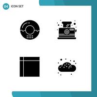 Set of 4 Modern UI Icons Symbols Signs for cooking appliances food toast home Editable Vector Design Elements