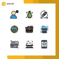 9 Creative Icons Modern Signs and Symbols of basket target pear focus website Editable Vector Design Elements