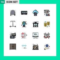16 iconos creativos signos y símbolos modernos de fuente de protección placa de microchip presentación elementos de diseño de vectores creativos editables
