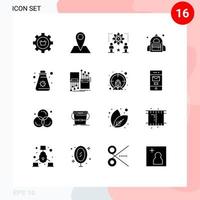 Set of 16 Modern UI Icons Symbols Signs for student bag map atom star Editable Vector Design Elements