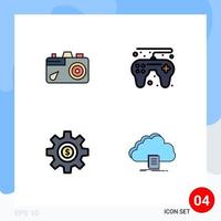 Stock Vector Icon Pack of 4 Line Signs and Symbols for camera gear picture play services Editable Vector Design Elements