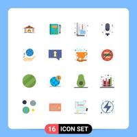 Mobile Interface Flat Color Set of 16 Pictograms of record day pad template catalogue Editable Pack of Creative Vector Design Elements