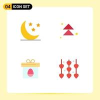 4 Flat Icon concept for Websites Mobile and Apps moon egg arrow up decoration Editable Vector Design Elements