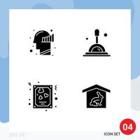 Editable Vector Line Pack of 4 Simple Solid Glyphs of chart love statistics deep search house Editable Vector Design Elements