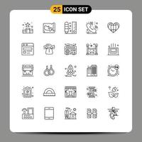 Group of 25 Lines Signs and Symbols for love hotline drafting helpdesk scale Editable Vector Design Elements