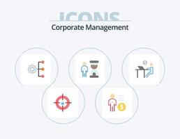 paquete de iconos planos de gestión corporativa 5 diseño de iconos. administración. reloj. dinero. organización. corporativo vector