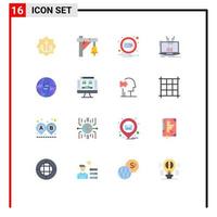 Modern Set of 16 Flat Colors and symbols such as platform management transportation analytical notification Editable Pack of Creative Vector Design Elements