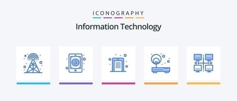 paquete de iconos azul 5 de tecnología de la información que incluye punto. Internet. móvil. acceso. alfiler. diseño de iconos creativos vector