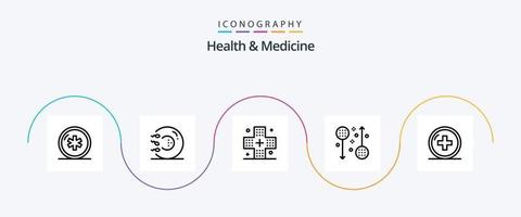 Health and Medicine Line 5 Icon Pack Including fitness. disease. health. medicine. form vector