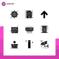 9 User Interface Solid Glyph Pack of modern Signs and Symbols of summer air arrow ac easter Editable Vector Design Elements