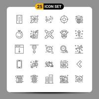 Line Pack of 25 Universal Symbols of geography ux intersect ui essential Editable Vector Design Elements