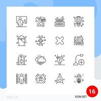 Universal Icon Symbols Group of 16 Modern Outlines of valentine hot call balloon door Editable Vector Design Elements