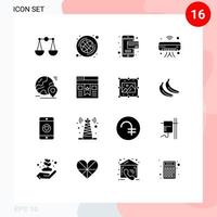 16 Creative Icons Modern Signs and Symbols of pin globe online wifi internet of things Editable Vector Design Elements