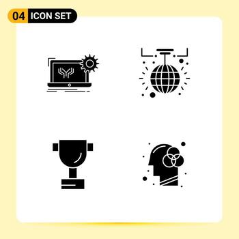 4 Solid Glyph concept for Websites Mobile and Apps blueprint cup engineering new year creativity Editable Vector Design Elements