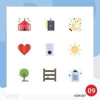Group of 9 Flat Colors Signs and Symbols for desktop like income love umbrella Editable Vector Design Elements