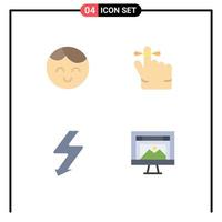 Group of 4 Modern Flat Icons Set for baby app finger camera design Editable Vector Design Elements