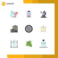 Set of 9 Vector Flat Colors on Grid for seo options list construction architecture Editable Vector Design Elements