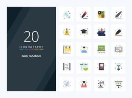 20 Back To School Flat Color icon for presentation vector